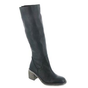 NEW Free People Essential Leather Black Tall Slouch Boots Size 40 EU, 10 US